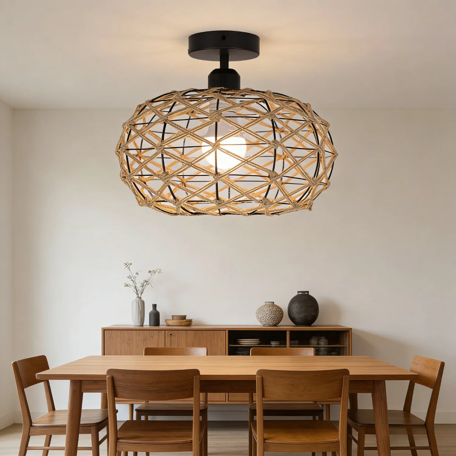 

Плетеный абажур JOYINLED из конопляной веревки для потолочной лампы, ротанговая люстра, светильник для спальни, гостиной, кухни