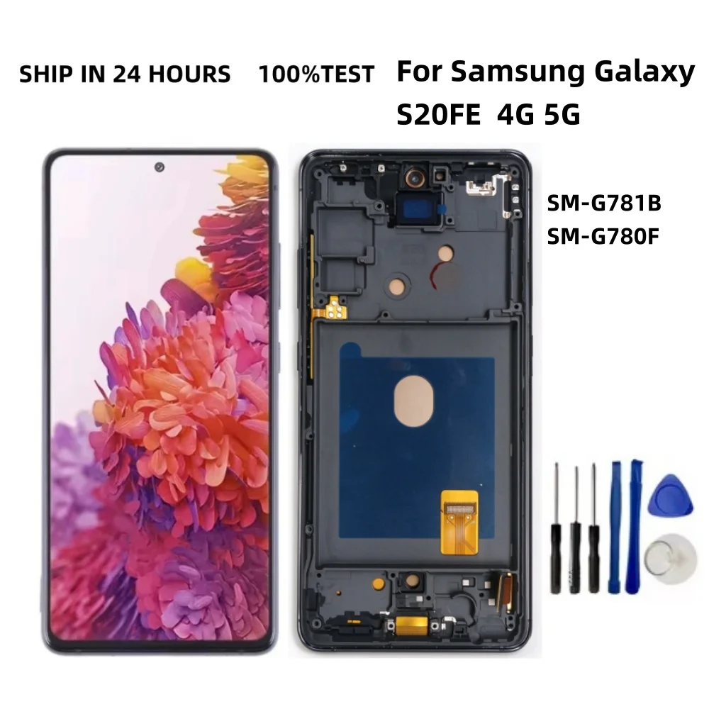 LCD for Samsung Galaxy S20FE  4G 5G G780F G781B Display Touch Screen Part for Samsung S20 Lite Assembly Parts with frame