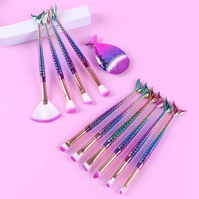 

11pcs mermaid make-up brush set make-up tool make-up brush big fish foundation brush