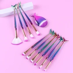 11pcs mermaid make-up brush set make-up tool make-up brush big fish foundation brush