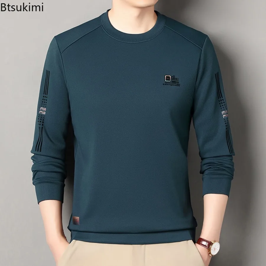 Spring Autumn Men's Long Sleeve Jacquard Hoodies Loose Casual O-neck Pullovers Fashion All-match Men Sweatshirts Bottoming Tops