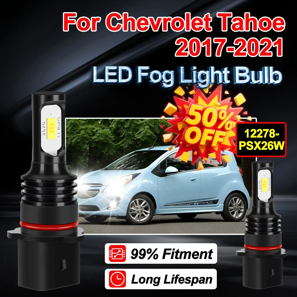 

2X Car LED Fog Light Ampoule 12278 PSX26W 300W For Chevrolet Tahoe 2017 2018 2019 2020 2021 6000K Auto Fog Lamp 20000LM Canbus