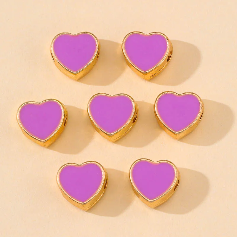 Wholesale 20Pcs/Lot 8mm 7 Colors Enamel Alloy Love Heart Loose Spacer Beads For Jewelry Making DIY Bracelet Necklace Accessories