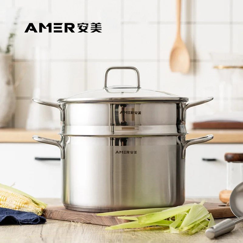 

Hxl 304 thickened stainless steel steamer induction cooker steaming all-in-one pot with increased capacity for home