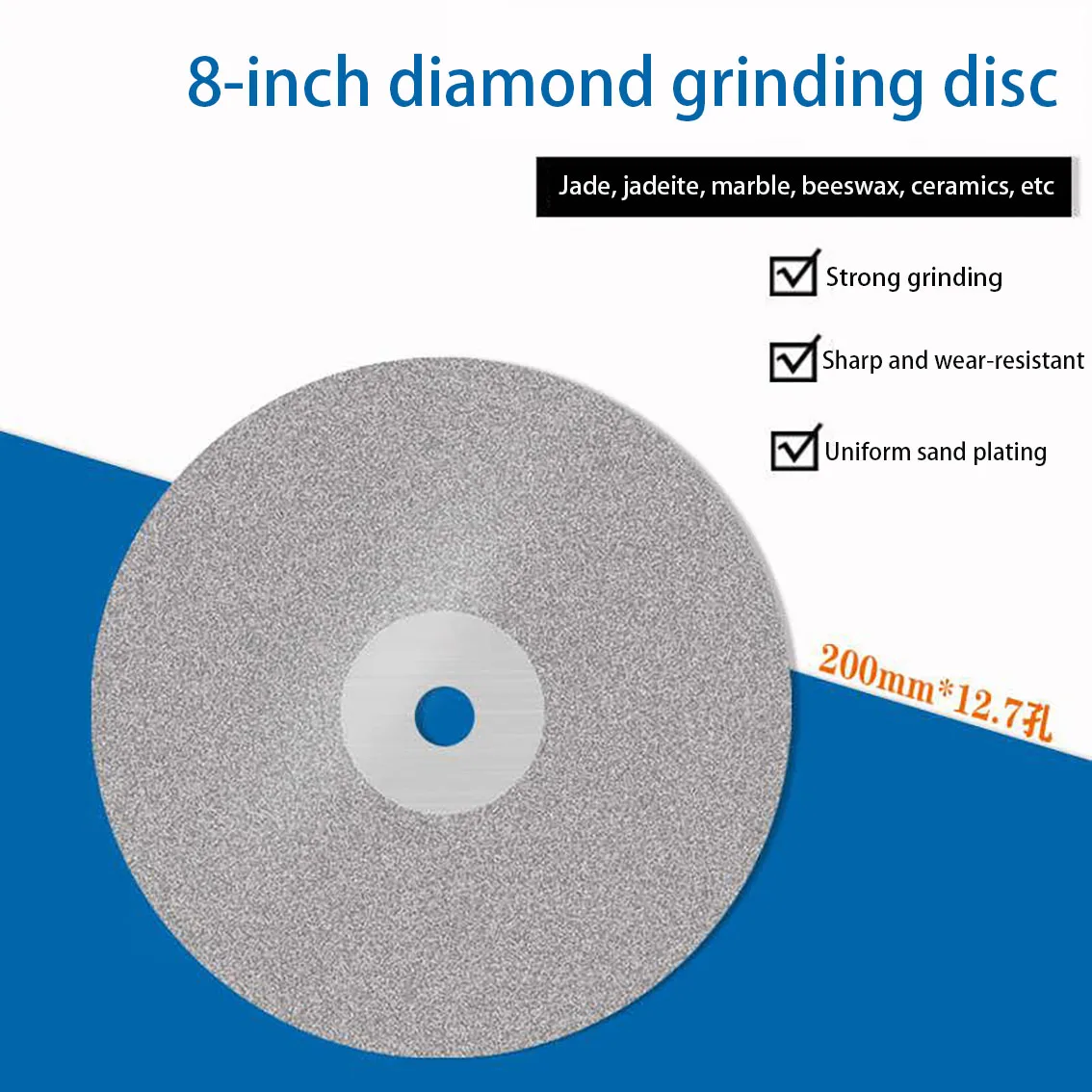 1PCS 8-inch Diamond Grinding Disc 200mm Diamond Grinding Wheel Jade Glass Ceramic Grinding Disc Gemstone Sand Disc