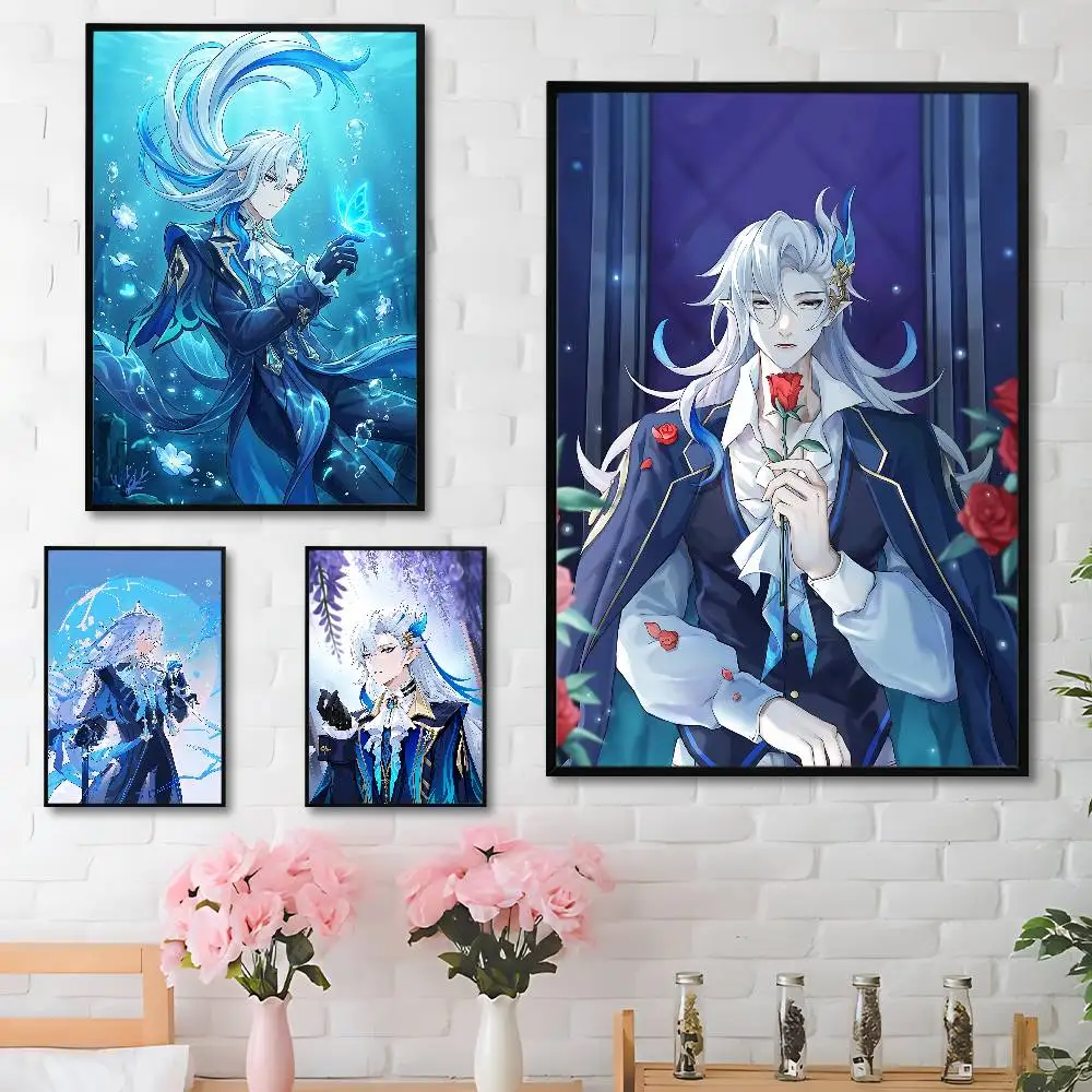Neuvillette G-Genshin Impact Poster DIY Vintage Movie Poster Wall Art Painting Study Stickers Wall Painting