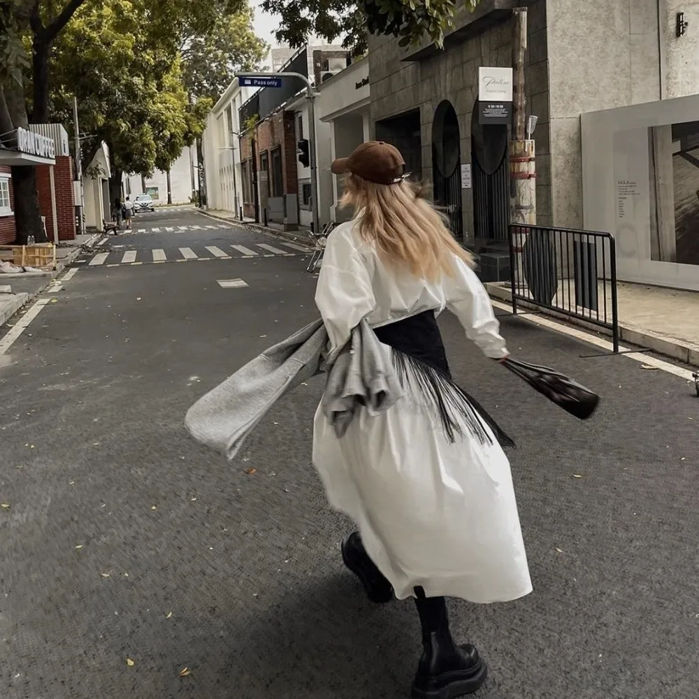 New Retro Women Waistband Triangle Shirt Dress Coat Wide Waist Belt Tassel Decor Accessories Corset Belt