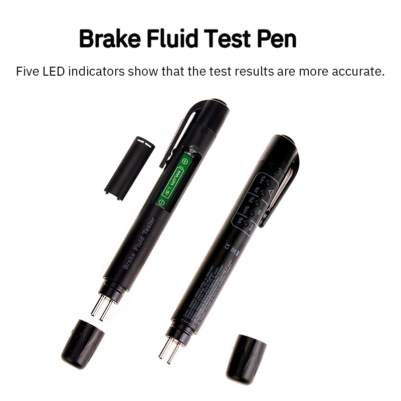 Brake Fliud Tester Pen OBD2 DOT3 DOT4 Auto Brake Oil Testing Tool Quality Check Pen 5 LED Light for Vehicle Automotive Car