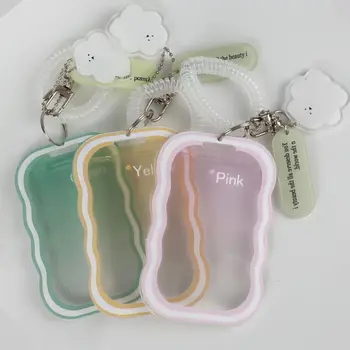 INS Fotokartenhalter Transparenter Acryl-Kartenhalter mit Schlüsselanhänger Kartenetui Fotohüllen Buskarte Student Fotorschutz