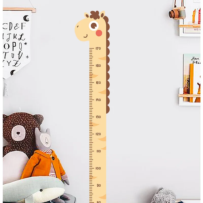 1pc Cartoon Animals Height Measure Wall Sticker Unicorn Dinosaur Wallpaper for Kids Room Nursery Child Growth Ruler Growth Chart