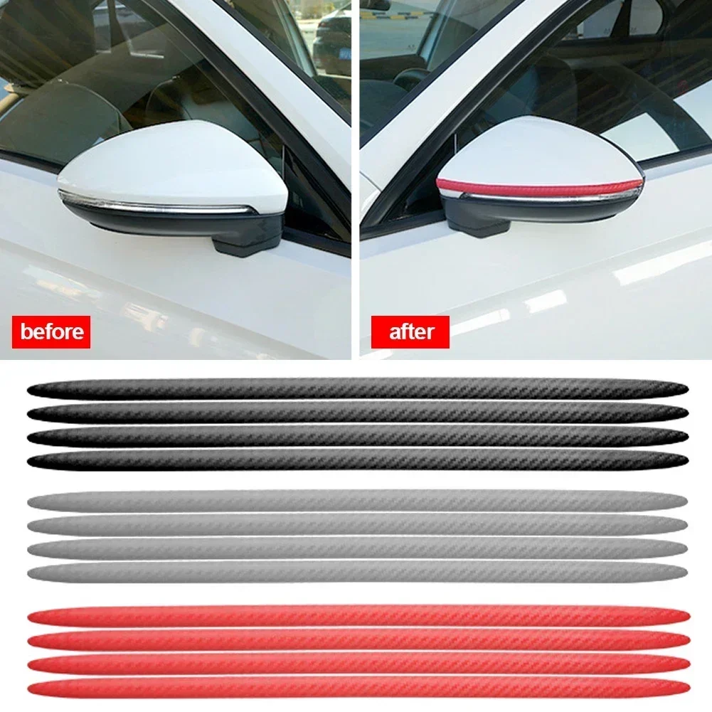 2/4PC Car Door Edge Bumper Strips Carbon Fibre Stripe Extended Body Scratch Strips Universal Decorative Protective Stickers 41cm
