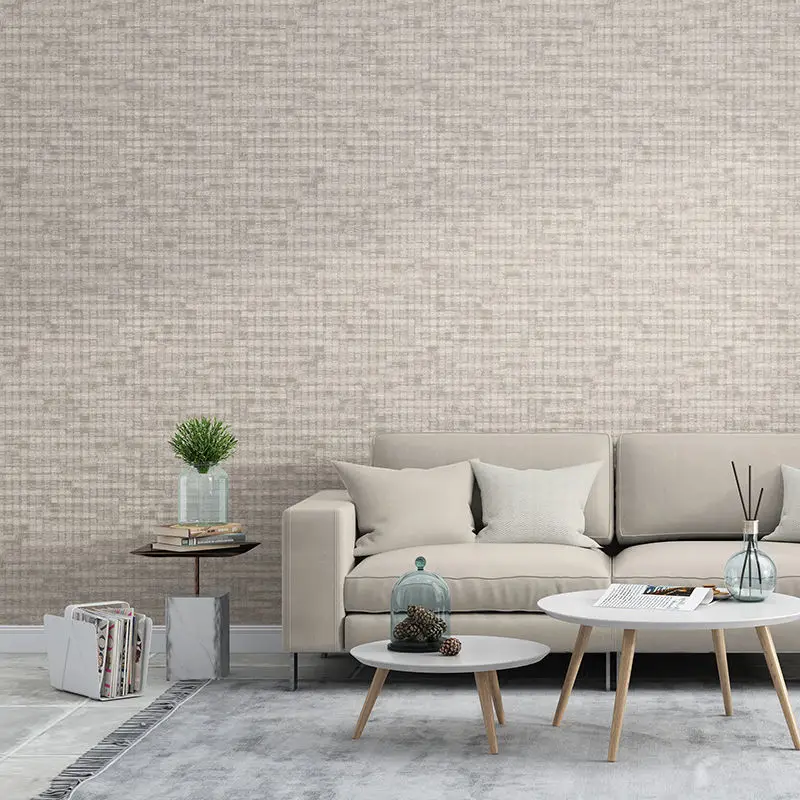 

Modern Japanese Linen Texture Wallpaper Grasscloth Pure Color Bedroom Living Room Home Background Flax Wallpaper Simple