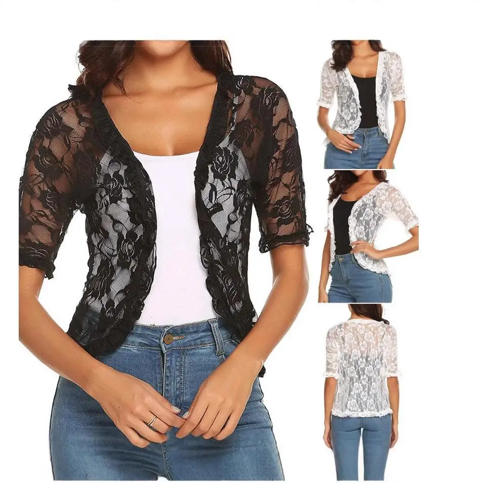 

Lace ort Jaet Women's Street Sle Anti-Puff irt Five-Quarter Sve Color Splicing Design Faionable Outerwear