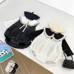 2025 New Spring Newborn Baby Girls Clothing Set Long Sleeved Cotton T-shirt Sleeveless Jumpsuit Toddler Baby Girl Clothes Suit