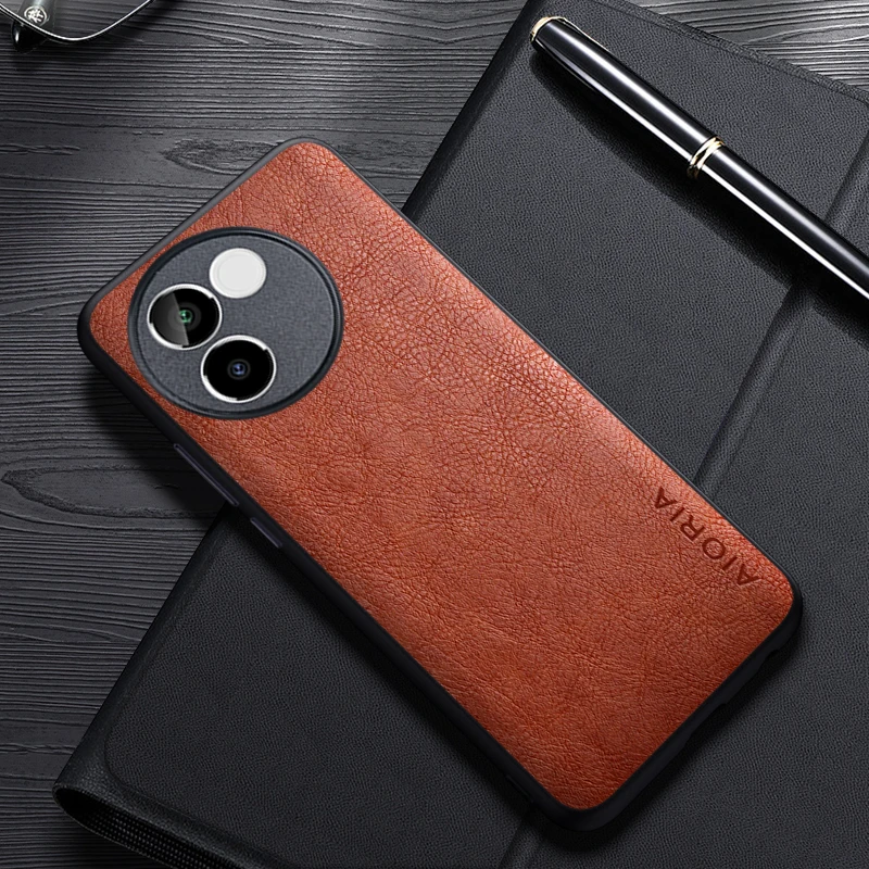 حافظة جلدية فاخرة لفيفو v30e ، تصميم بسيط ، أسلوب عمل