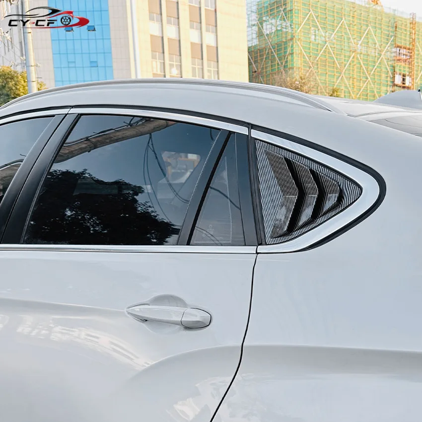 For BMW X6 F16 2015-2019 Car Rear Window Shutter Cover Trim Window Louver Side Vent Trim Black Plastic Decoration 2Pcs Body Kits