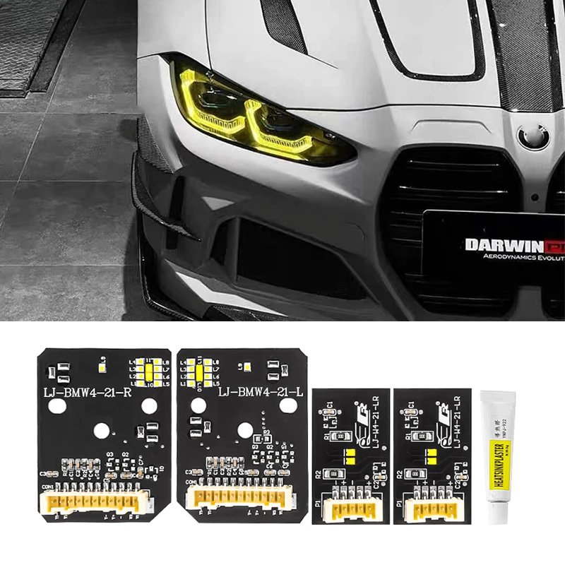 Car Daytime Running Lights Lemon Yellow Amber 1 Set for BMW M3 M4 CSL 4 Series DRL Multi-color LED Panel G80 G22 G82 G23 G26