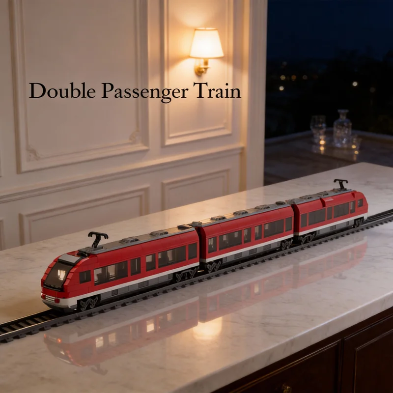 992pcs MOC Double Passenger Train City Trains Model Building Blocks Tabletop Decor, Home Decor Bookshelf Display Gift For Adults