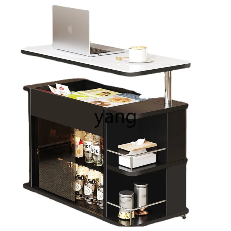 

Yjq Stone Plate Lifting Side Table Simple Modern Creative Small Apartment Mobile Sofa Side Cabinet Rotating Tea Table