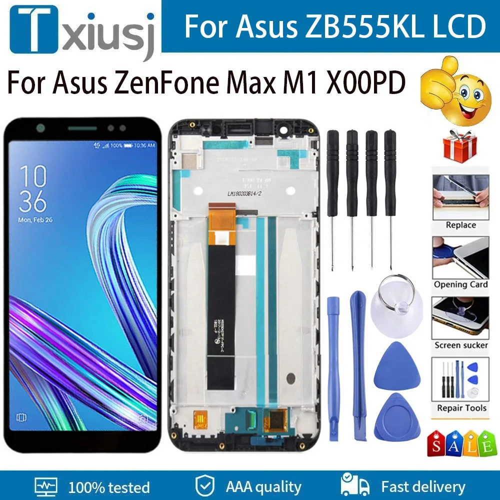 

5.5" AMOLED For Asus Zenfone Max M1 ZB555KL LCD Display Touch Screen Digitizer With Frame Free Tools For ASUS ZB555KL X00PD LCD