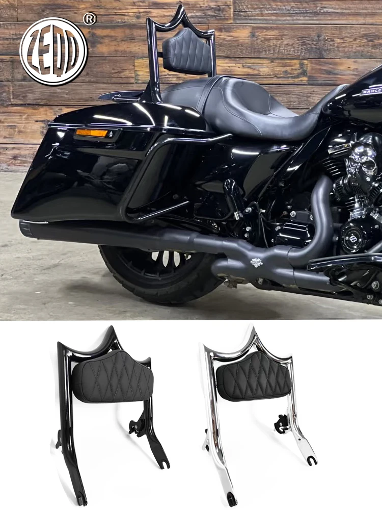 Fits Harley Street Glide Tri Glide RoadKing Touring CVO Cushion Modification Travel Quick Release Passenger Crown Backrest 09-24