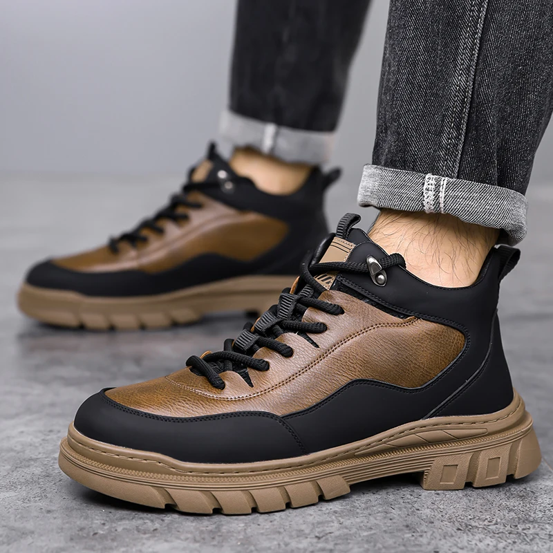 

outdoor fashionable versatile anti slip workwear bootsCasual comfortable snow boots men winter warm high top cotton shoes