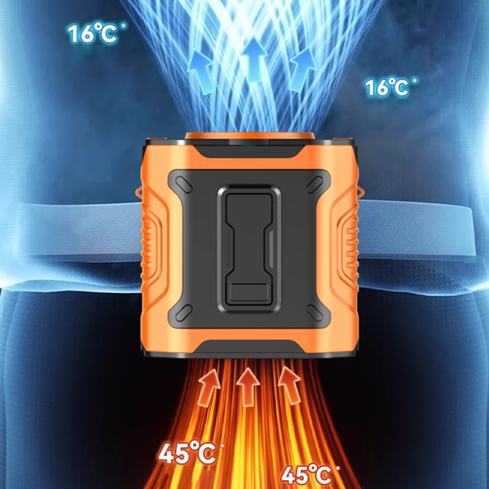Ventilatore portatile USB ricaricabile con clip sulla camicia da cintura indossabile Ventola per il corpo 3600mAh Ventola da cintura di raffreddamento con torcia elettrica Ventola con clip in vita
