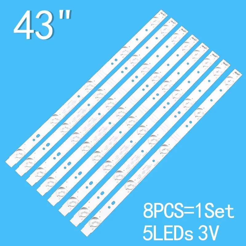 LEDバックライトストリップ,lg,43e3000,43e3500,43e6000,e465853ランプ,5800-w43001-3p00,ver01.00,02k03177a,スクリーン43 ", 8ピース/セット用