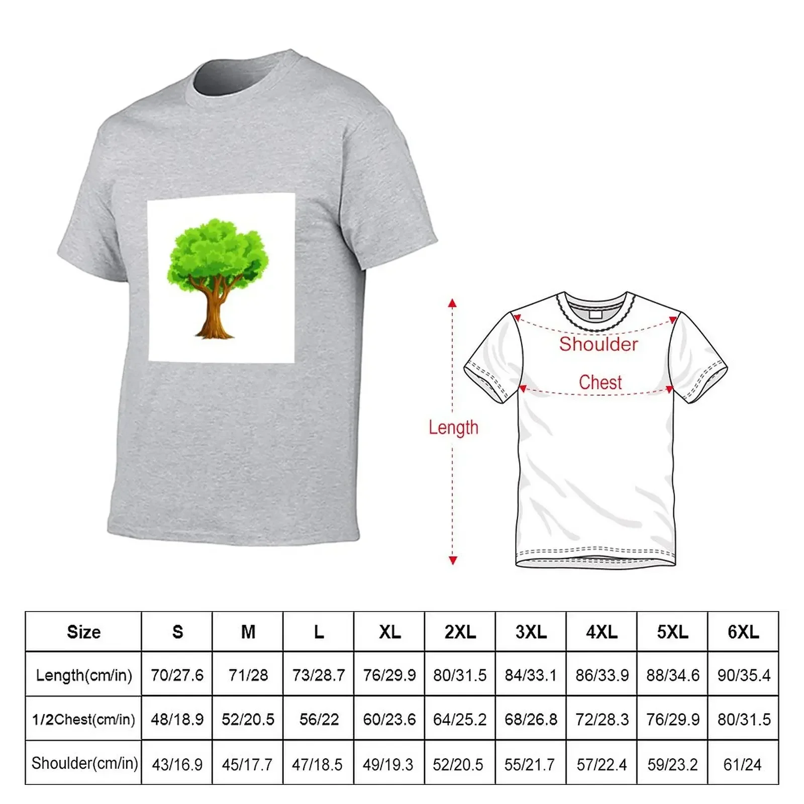 Camiseta de árbol kawaii para hombre, ropa de pesas gruesas, camisetas divertidas