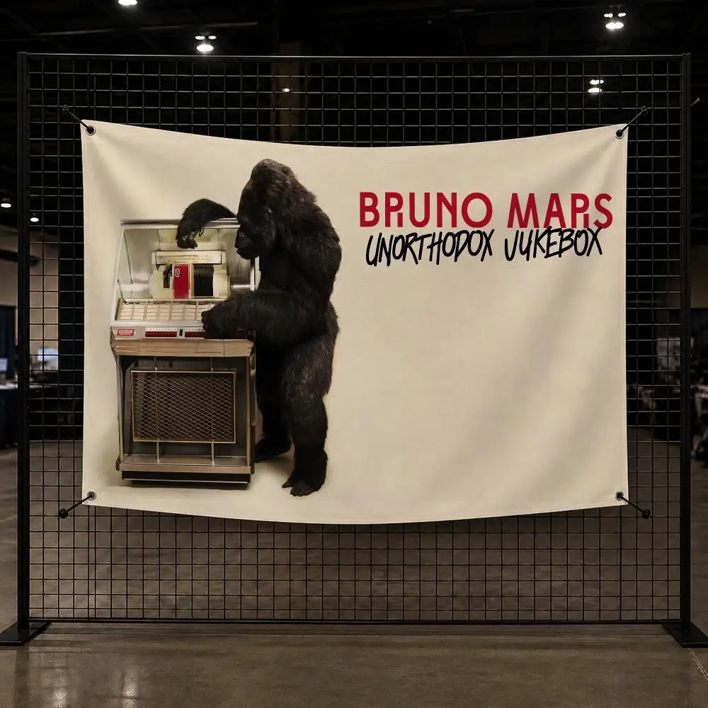 B-Bruno Mars Rock Rapper Flags Custom Wall Hanging Background Art Banner For Bedroom Home Living Room Outdoor Decor