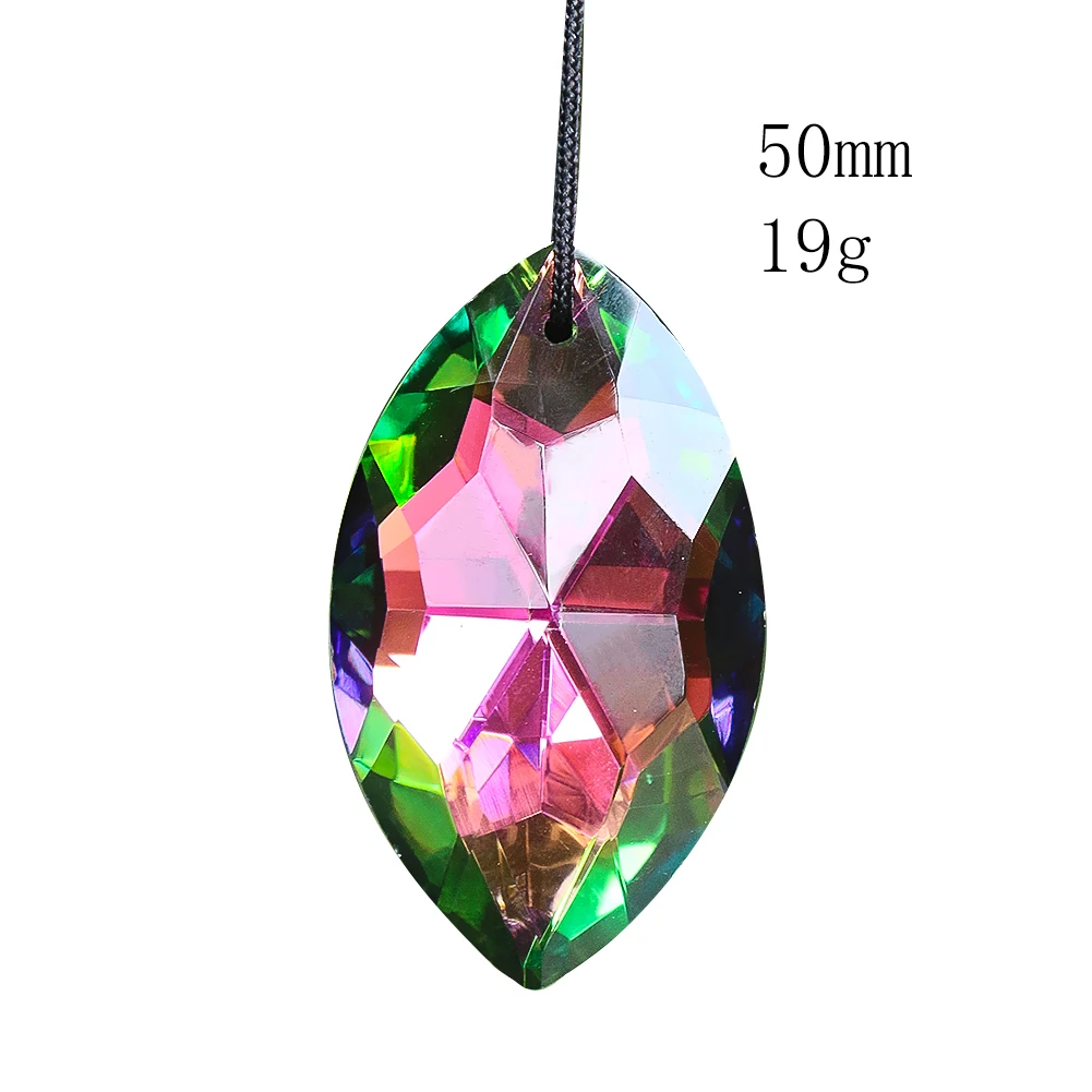 50mm Horse Eye Crystal Prism Pendant Chandelier Parts Precision Faceted Glass Hanging Crystals Suncatcher Rainbow Reflective