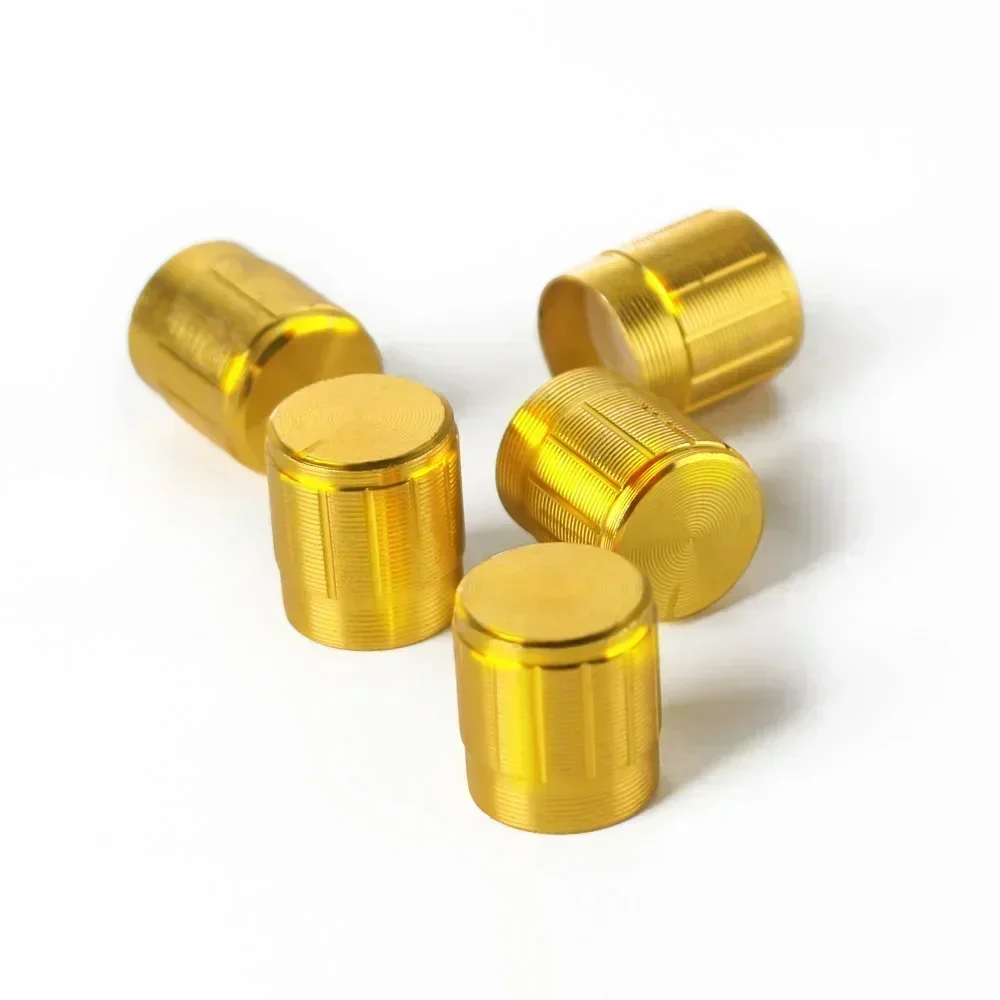 5PCS/SET WH148 Potentiometer Knob Cap Gold Aluminum Alloy Knob Caps for Rotary Switch Volume Control Knob 15*17mm