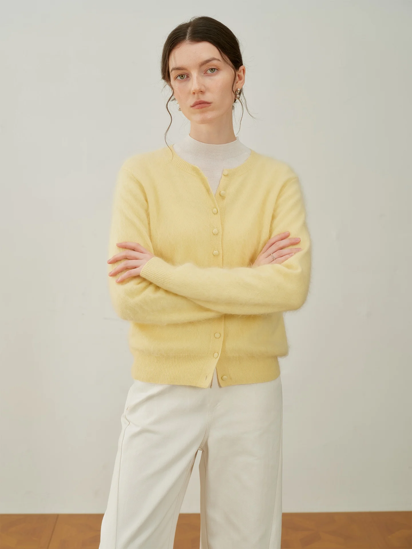 

ISENSEE Women's Pure Color Knitted Wool Sweater Lazy Sle Open Cardigan Long Sve round Ne Regular Length Winter 2025