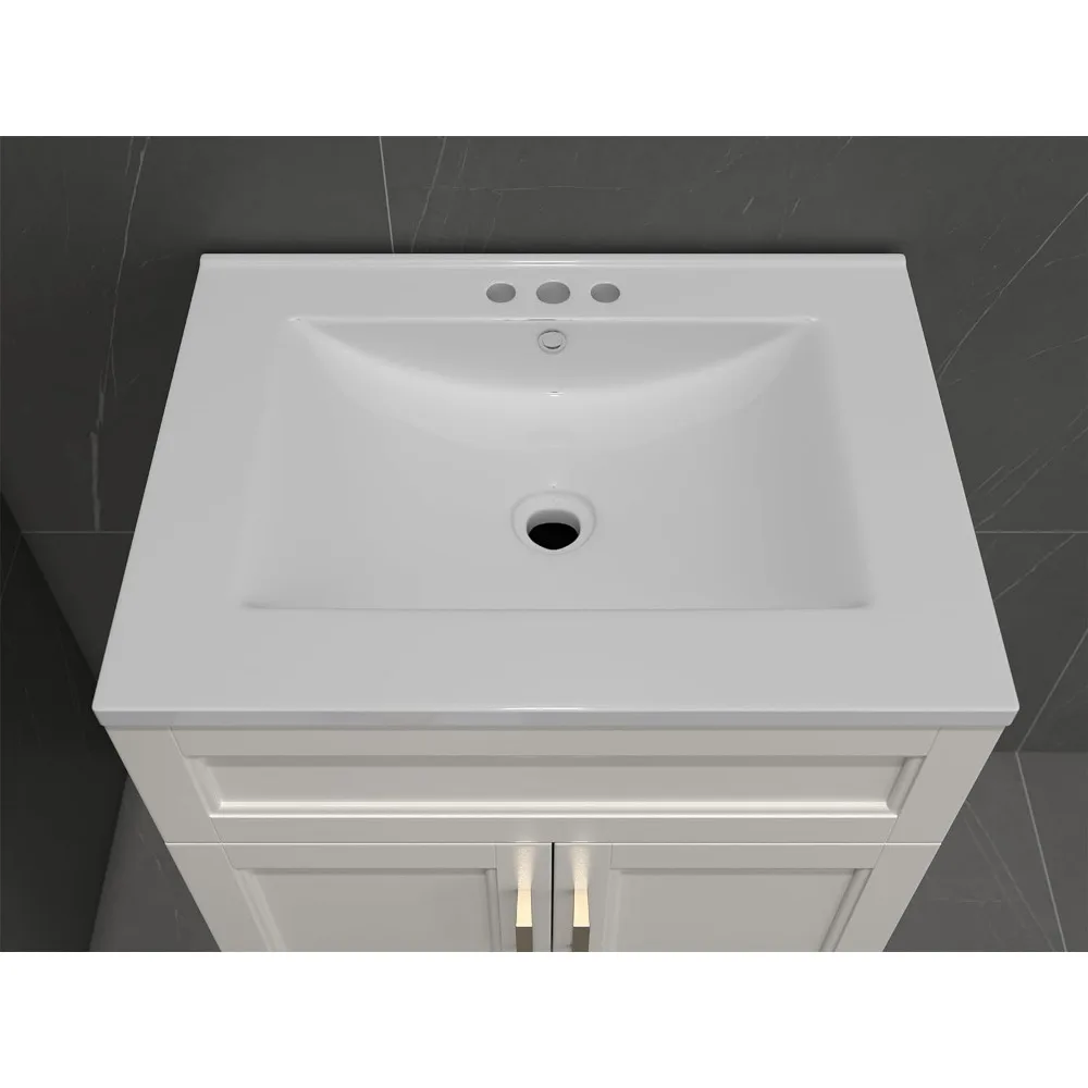 Imagem -06 - White Ceramic Sink Combo Conjunto para Banheiro Vaidade com Pia 24 em