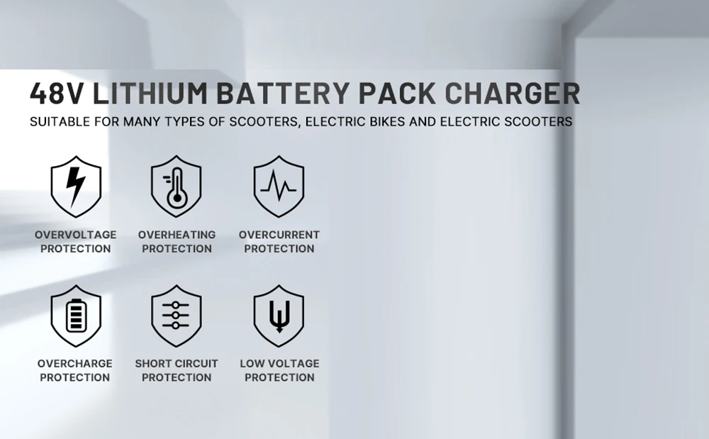 54.6V 2Amp  Lithium battery Charger for Fast  Safe Charging of  48V 13S Li-ion Battery-Compatible with Balancing