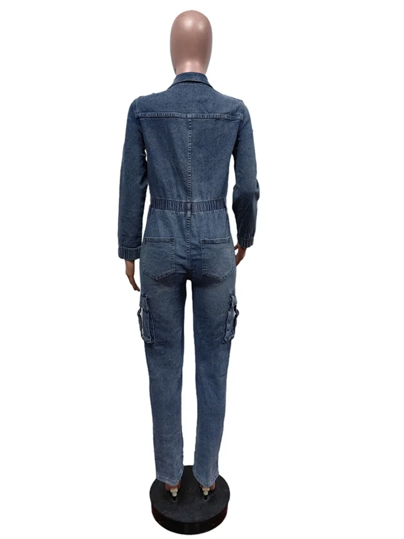 Streetwear Jeans Jumpsuits Women Winter Fall Clothes 2024 Women Pockets Denim Long Rompers Playsuits One Pieces Overalls Outfits