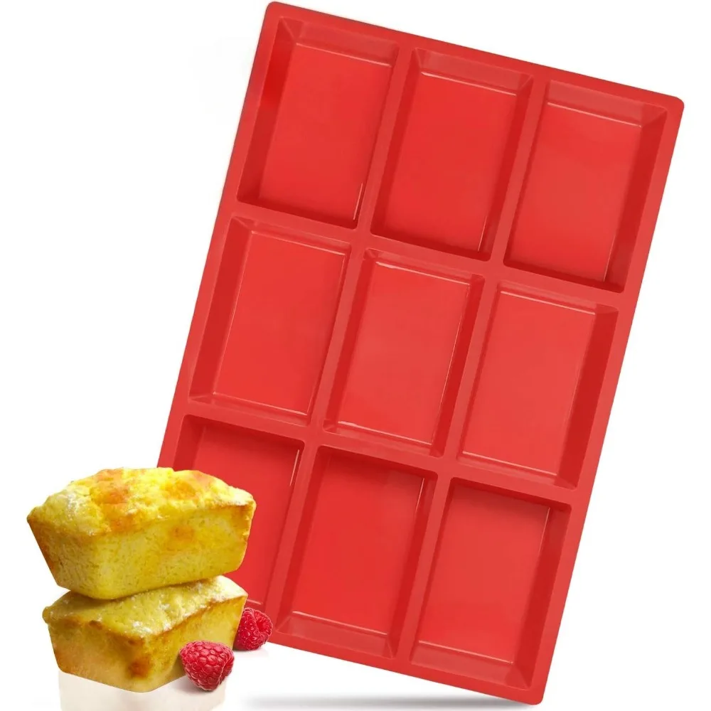 Molde de silicona para pan de 9 cavidades, moldes antiadherentes para hornear pan, maíz, Brownies, Muffins, moldes rectangulares para tarta de queso y jabón