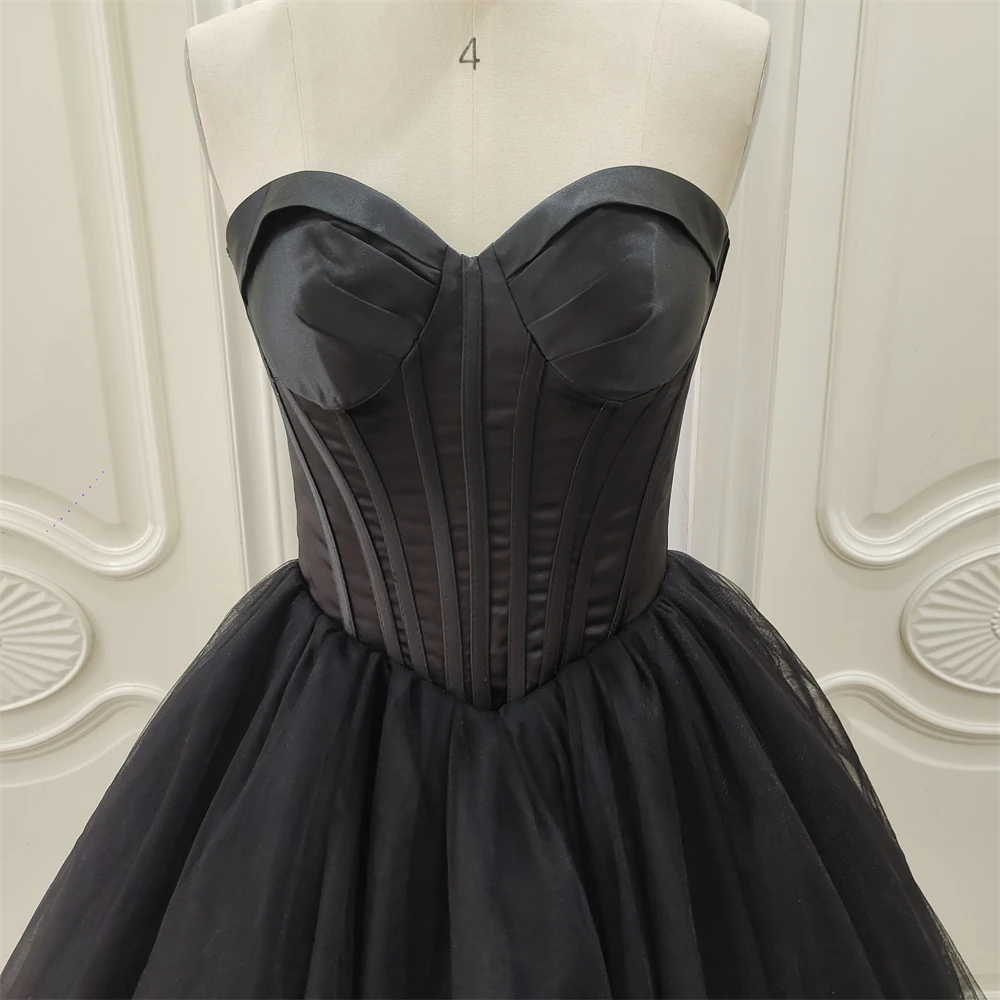 ZJ9323 Customized Classic Strapless Bridal Dress 2024 New Black Elegant Floor-length Simple Mariage Femme Plus Size