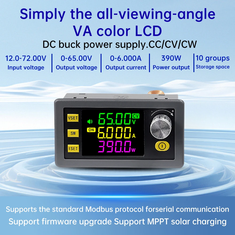 XY6506 6A 390W CNC Step-down Power Module 12~72V to 0~65V Buck Voltage Regulator CC/CV/CW Support MPPT Solar Charge