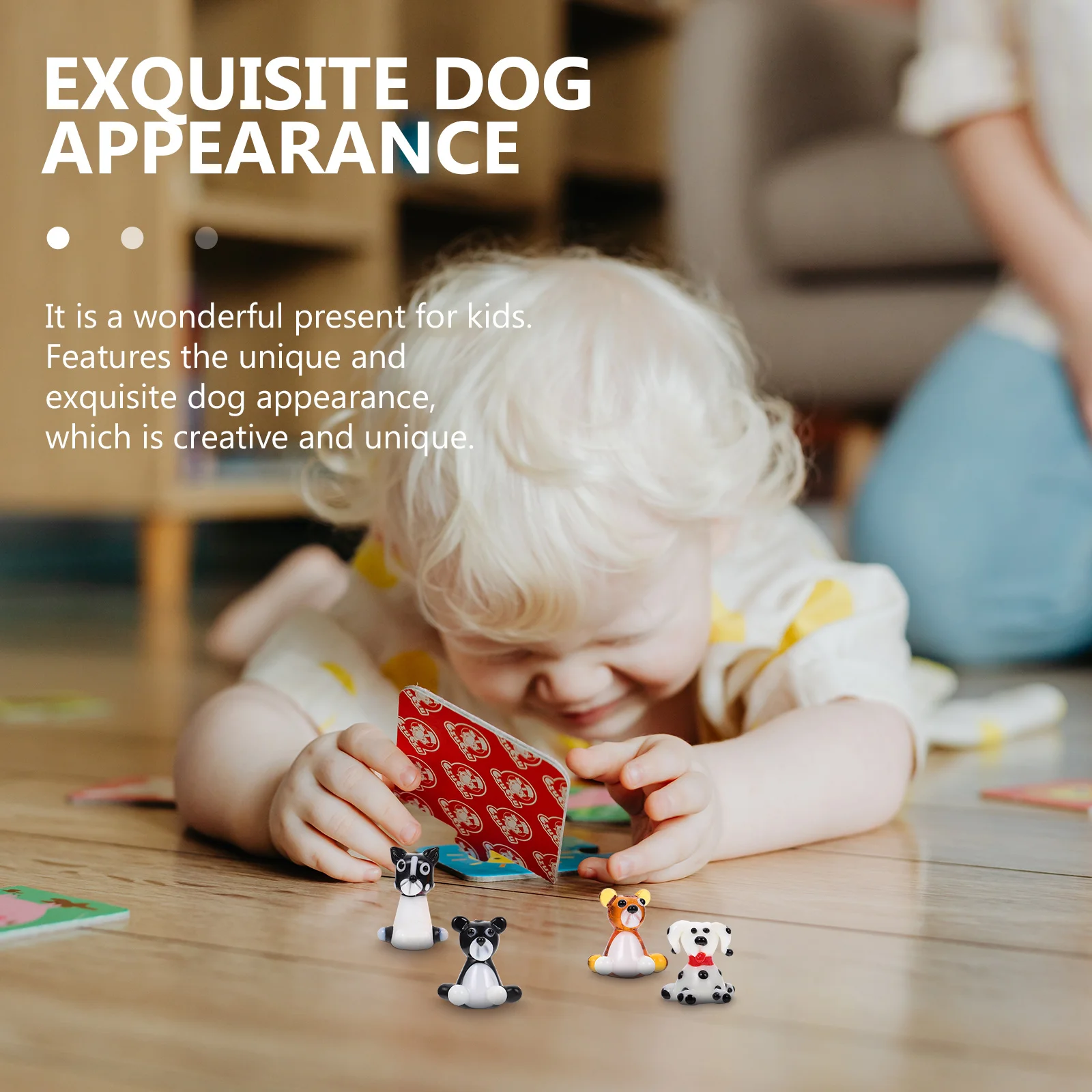 

6Pcs Cartoon Glass Dog Decor Colorful Small Desktop Adornment Creative Glass Craft Dog Ornaments Home Tabletop Decor