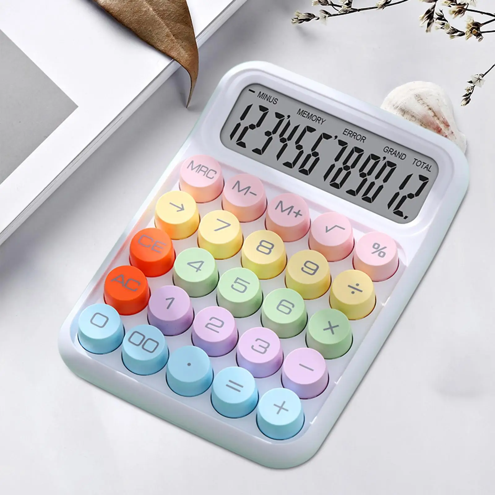 12-Digit Mechanical Calculator with Non-Slip Surface for Office And Home