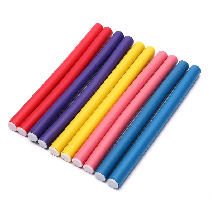 10pcs Flexible Hair Curling Rod Hair Curler Make Soft Foam Bendy Twist Curls DIY Rollers Styling Tools Random Color