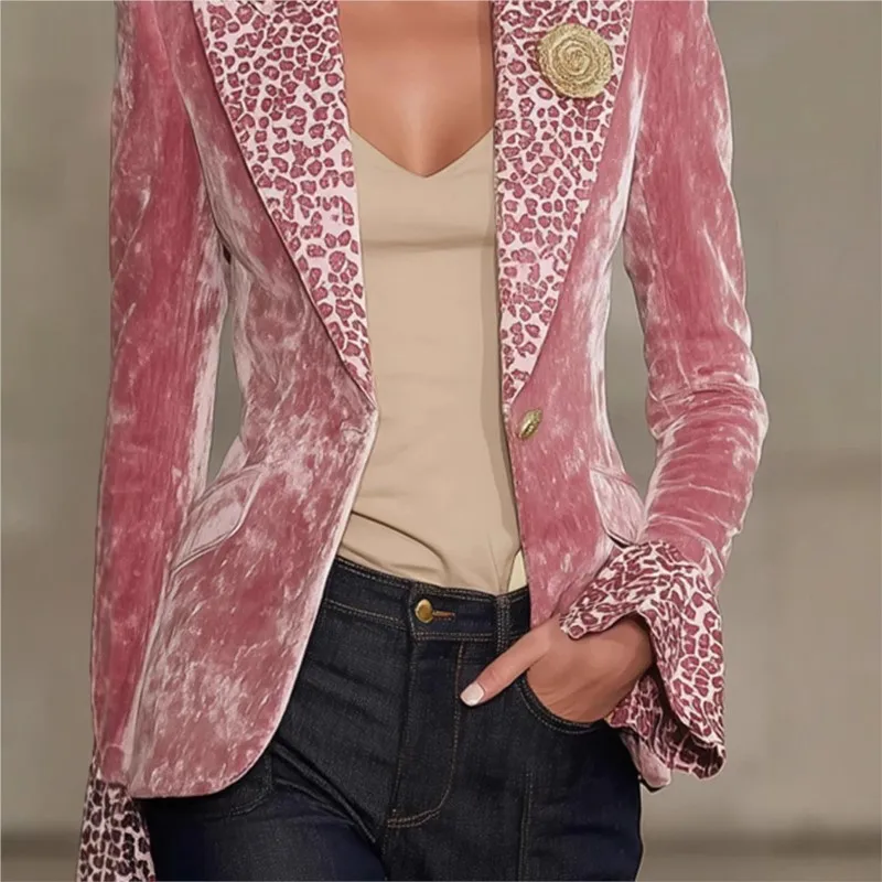 Picture 4: Luxury Solid Color Velvet Blazer For Women Single Breasted Female Blazer Jacket Slim Fit Office Lady Outerwear Coat