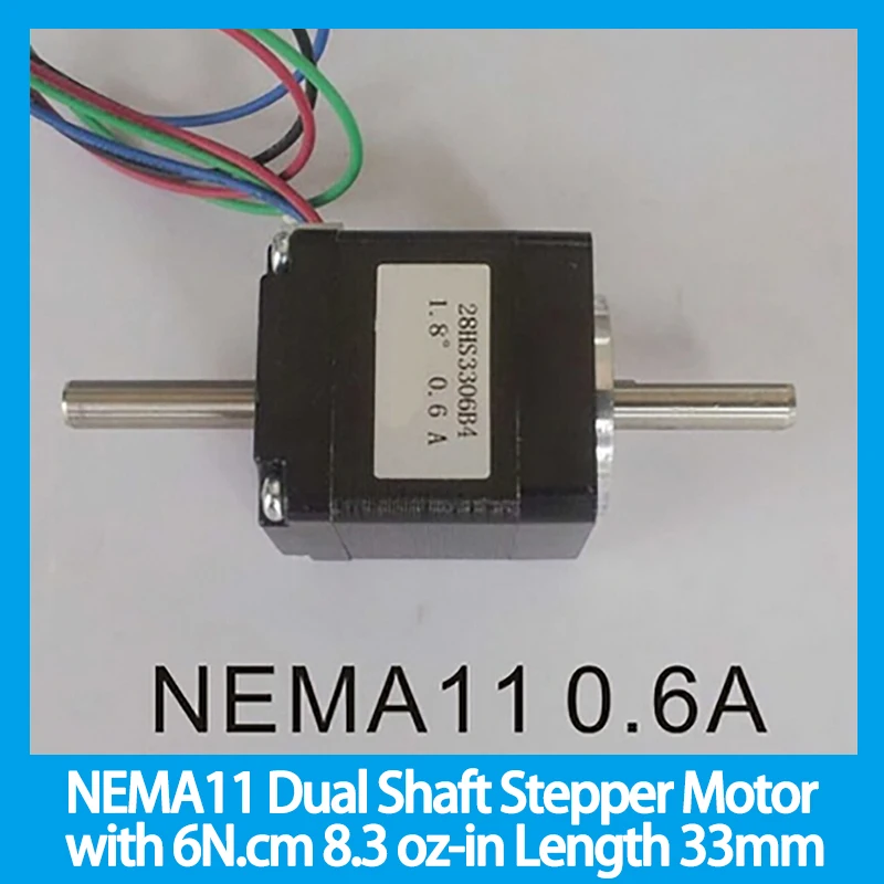 NEMA11 Dual Shaft Stepper Motor with 6N.cm 8.3 oz-in Length 33mm CE ROHS CNC Stepping Motor