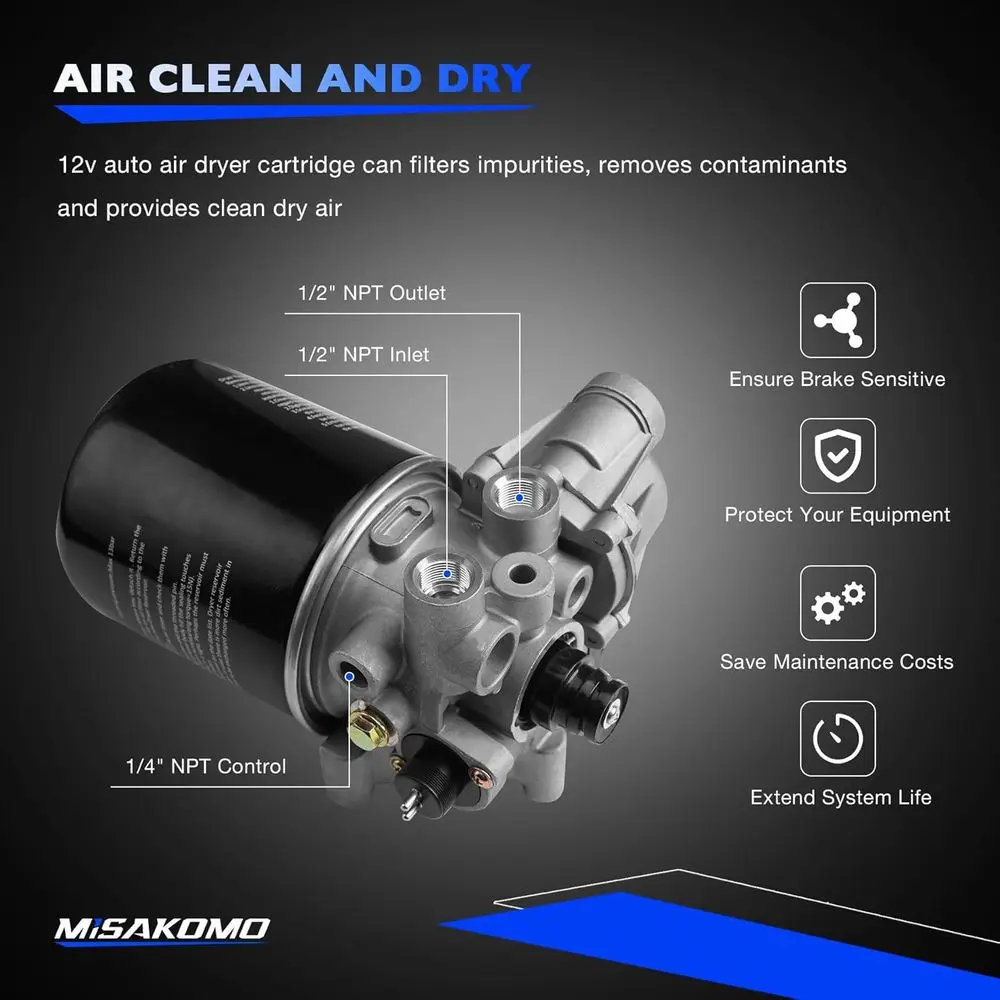 R955205 Car Air Clean Dryer, Compatible with Meritor-Wabco System Saver 1200 Wabco SS1200 Volvo Kenworth Cascadia Peterbilt RV B