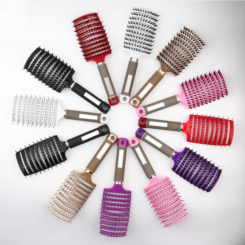 

Hair Brush Hair Comb Detangling Hair Brush Bristle&Nylon Women Wet Massage Comb Curly Hairdressing Salon Styling Tools