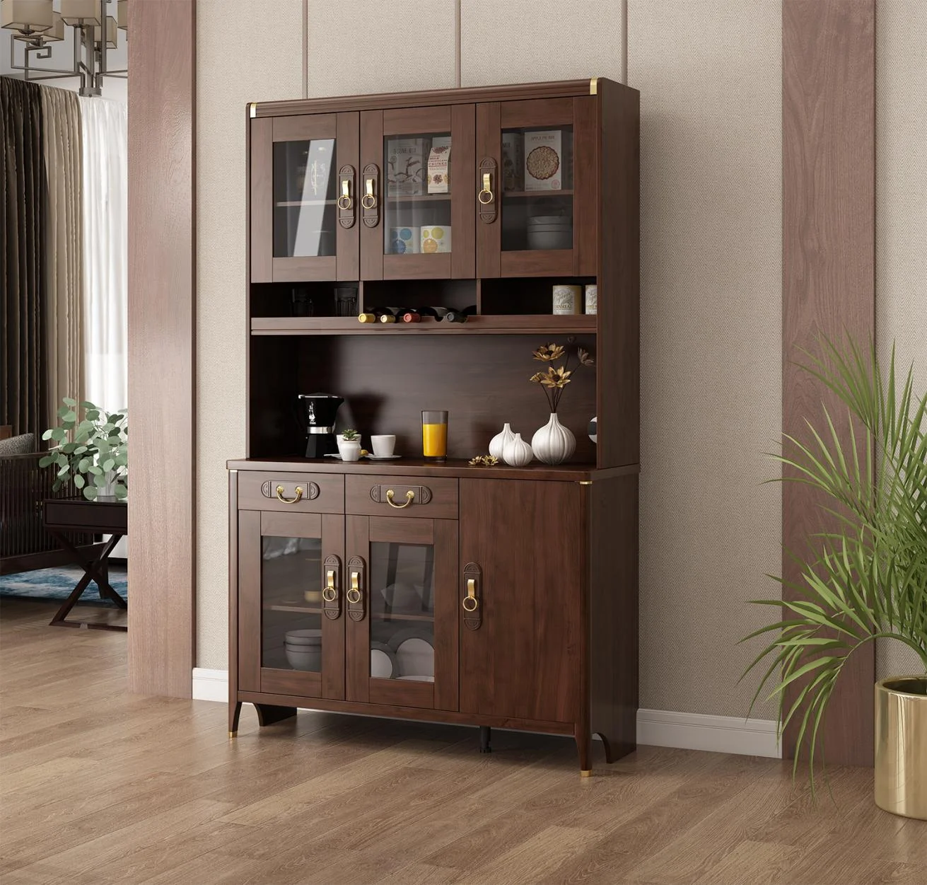 #Modern Solid Wood Living Room Sideboard Multi-Purpose Eco-Friendly Storage Cabinet With Customizable Sizes