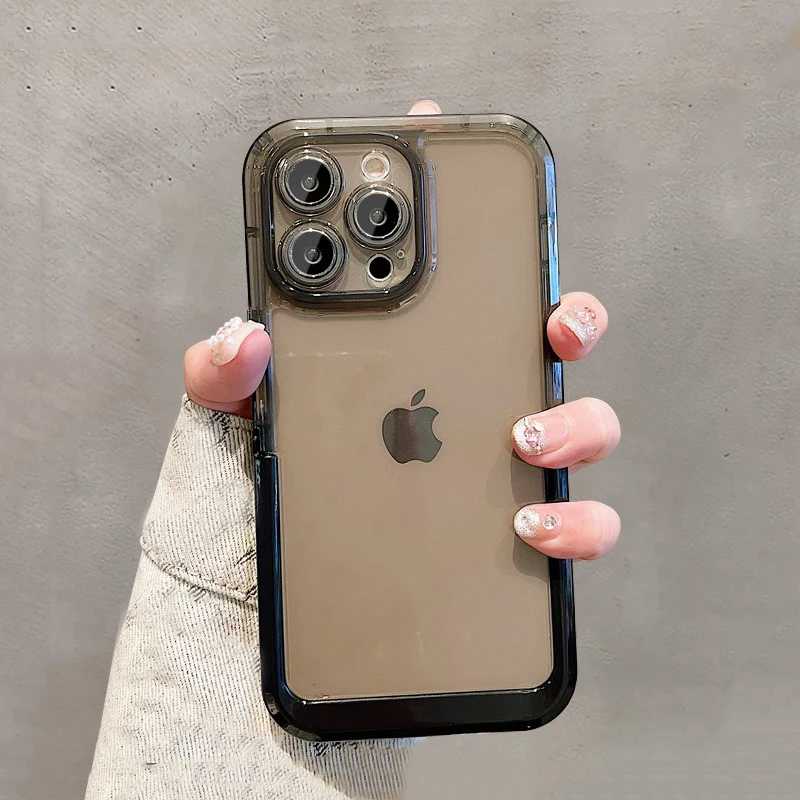Einfache Bonbonfarbene Faltbare Halterung Hülle für iPhone 16 18 Pro Max 17 15 14 13 12 11 Transparente Stoßfeste TPU-Rückseite – Detail 17