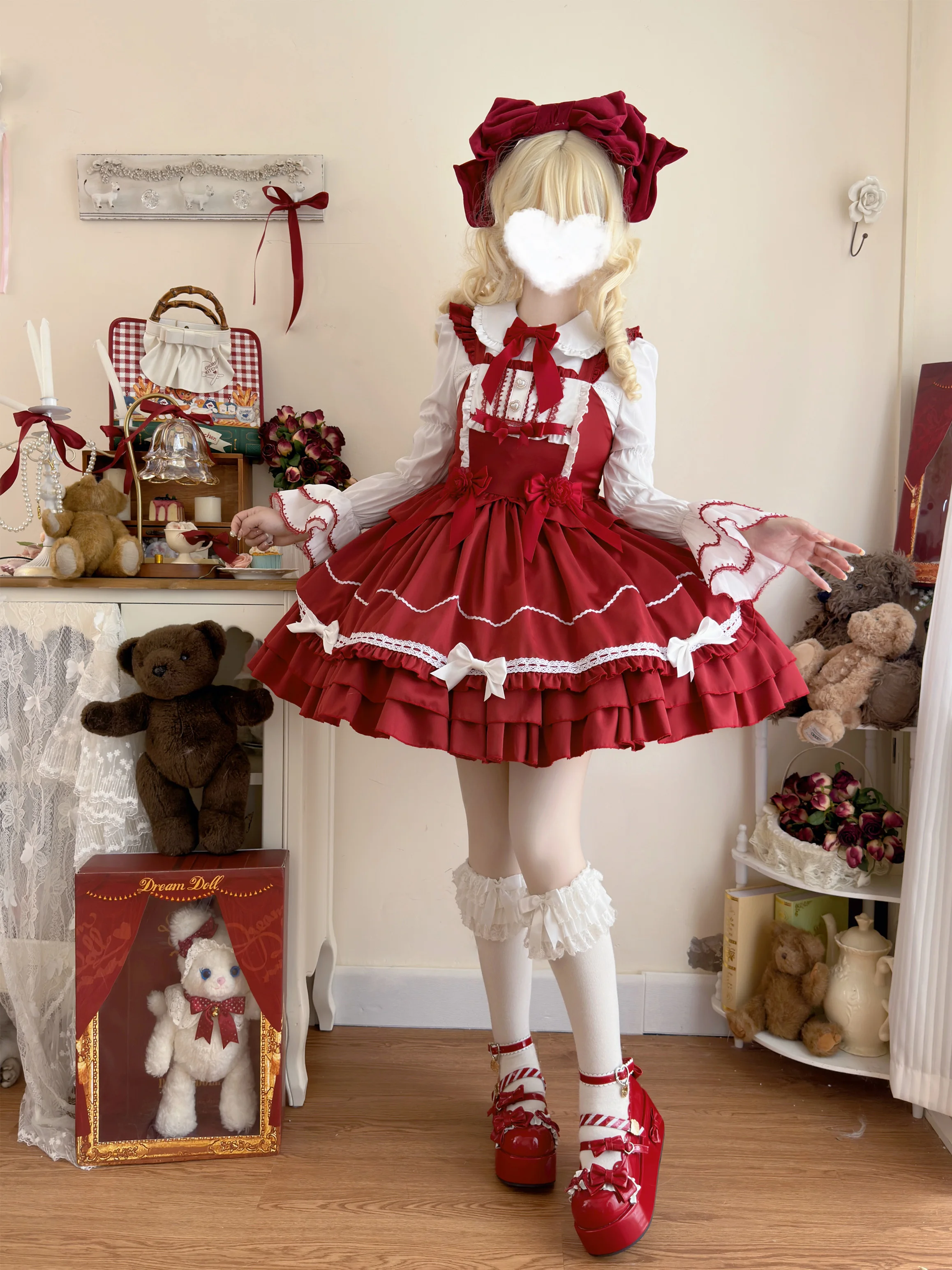 Original Design Lolita JSK Dress Japanese Style Sweet Cute Girl Women's Solid Color Sling Dress Pettiskirt