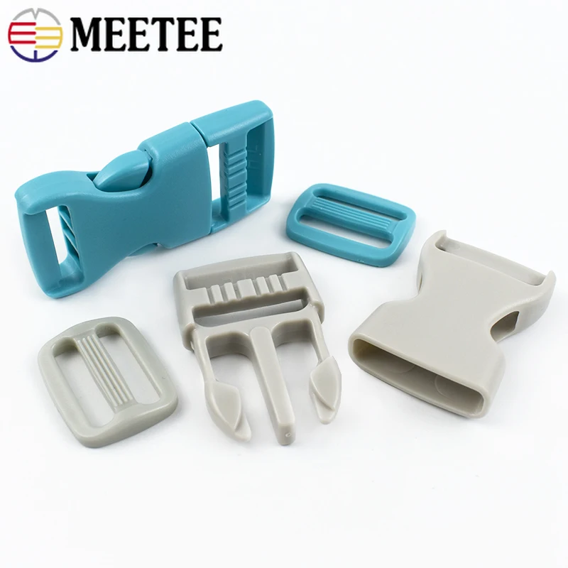 5-10Sets Meetee 15/20/25mm Plastic Release Buckle Closure Bag Strap Adjust Ring Clasp Webbing Tri-Glide Slider Hooks Accessories